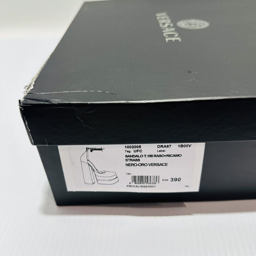 NIB Versace Aevitas Platform Pumps EU 39 US 9 Black Satin Crystal $1,575 - Picture 13 of 14